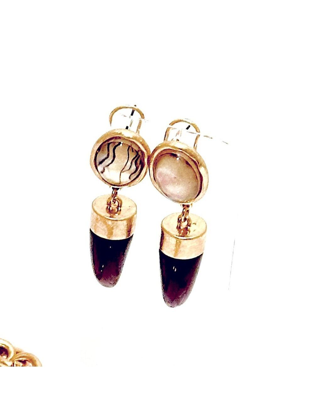 ZARA | Golden 2” Dark Tortoise Faux Horn Drop Earrings | NWOT - Picture 6 of 7
